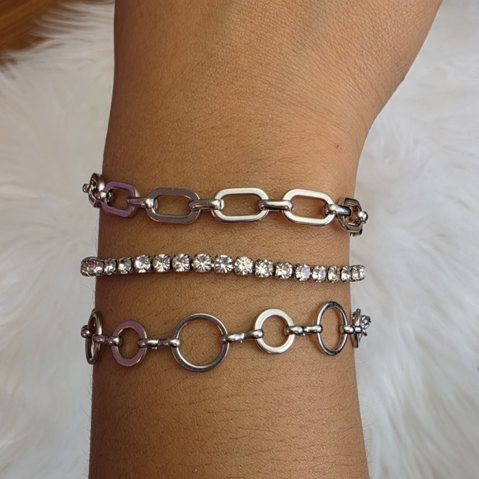 Water-resistant Bracelet Set Silver