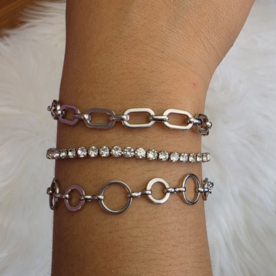 Water-resistant Bracelet Set Silver
