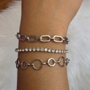  Water-resistant Bracelet Set Silver