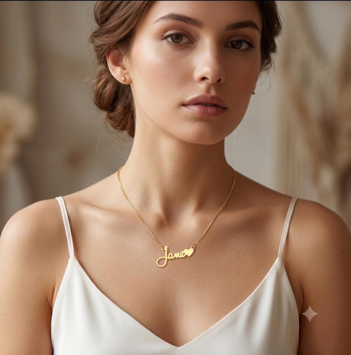 Name Necklace With Heart Custom Personalized