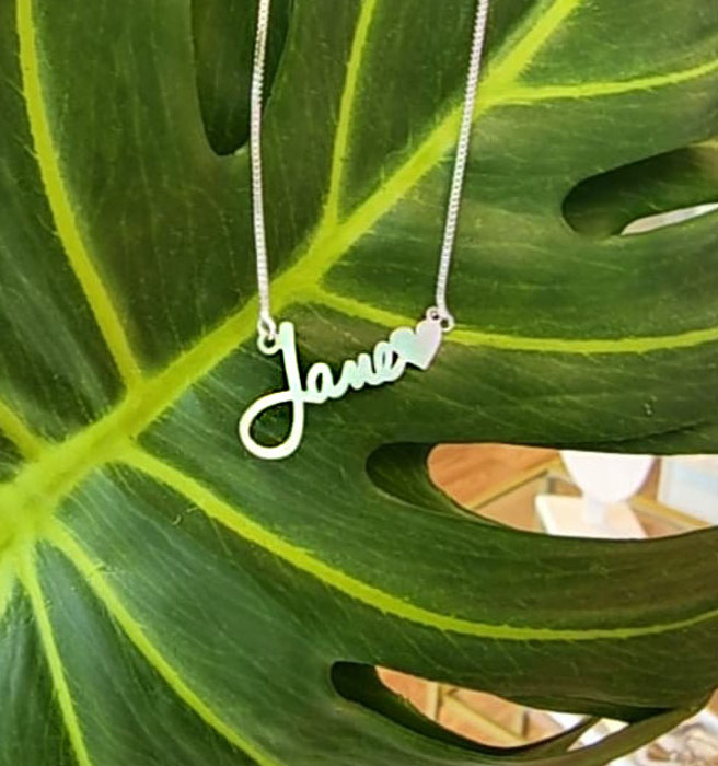Name Necklace With Heart Custom Personalized