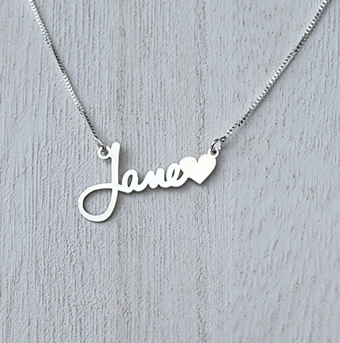 Name Necklace With Heart Custom Personalized