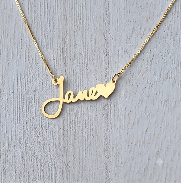 Name Necklace With Heart Custom Personalized