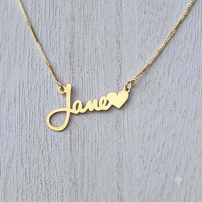 Name Necklace With Heart Custom Personalized