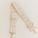 Tan, White, Sage Greta Embroidered Adjustable Bag Strap