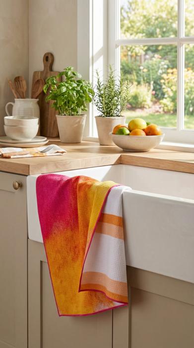Waffle Knit Dish Towel "Art Class"