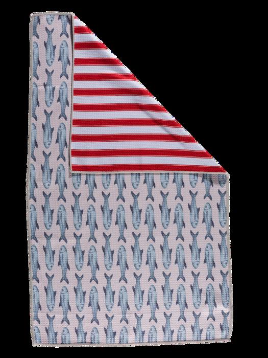 Reversible Waffle Knit Towel "Fresh Catch"