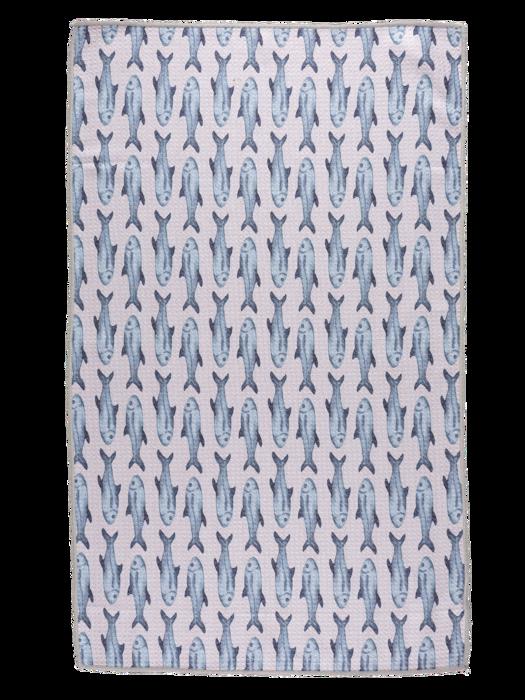 Reversible Waffle Knit Towel "Fresh Catch"