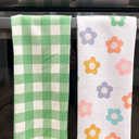  Reversible Waffle Knit Dish Towel  "Lucky Petals"