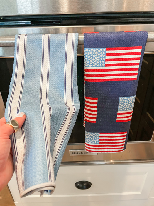 Reversible Waffle Knit Dish Towel "Flag Day"