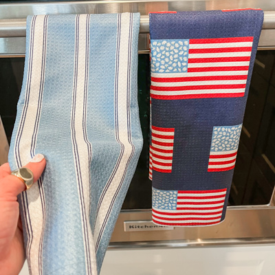 Reversible Waffle Knit Dish Towel "Flag Day"