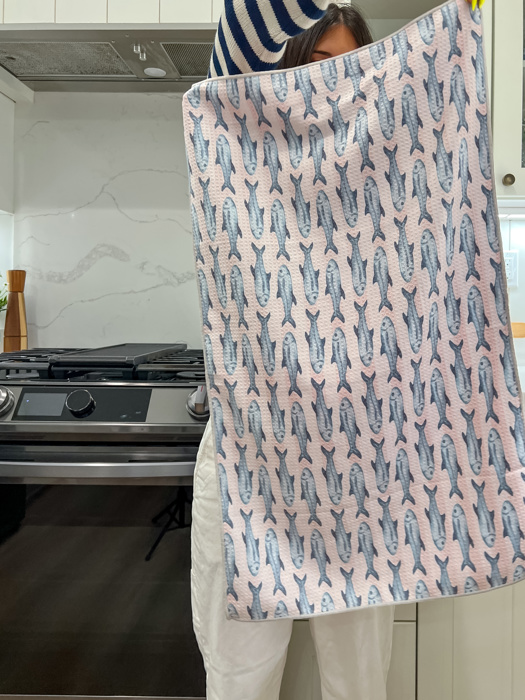 Reversible Waffle Knit Towel "Fresh Catch"