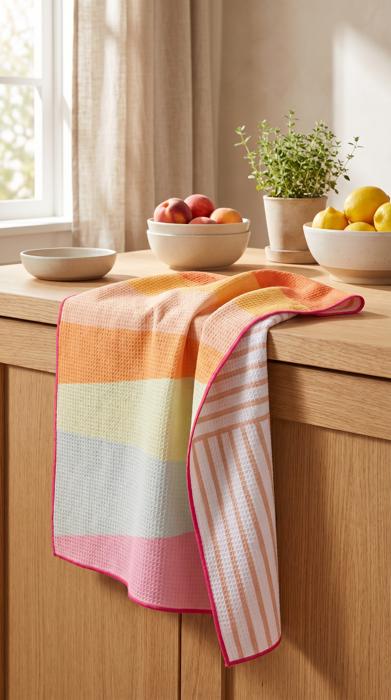 Double Sided Waffle Knit Dish Towel "California Sunset"