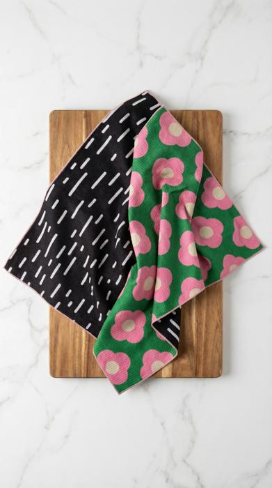 Waffle Knit Dish Towel "Tres Chic"