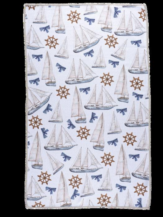 Reversible Waffle Knit Dish Towel "Seaside" 