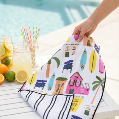 Reversible Waffle Knit Dish Towel  "Summer Holiday"
