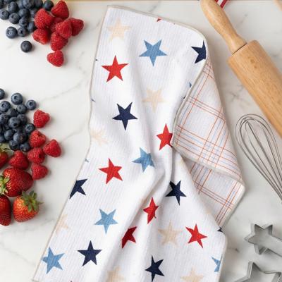 Reversible Waffle Knit Dish Towel "Star Spangled"