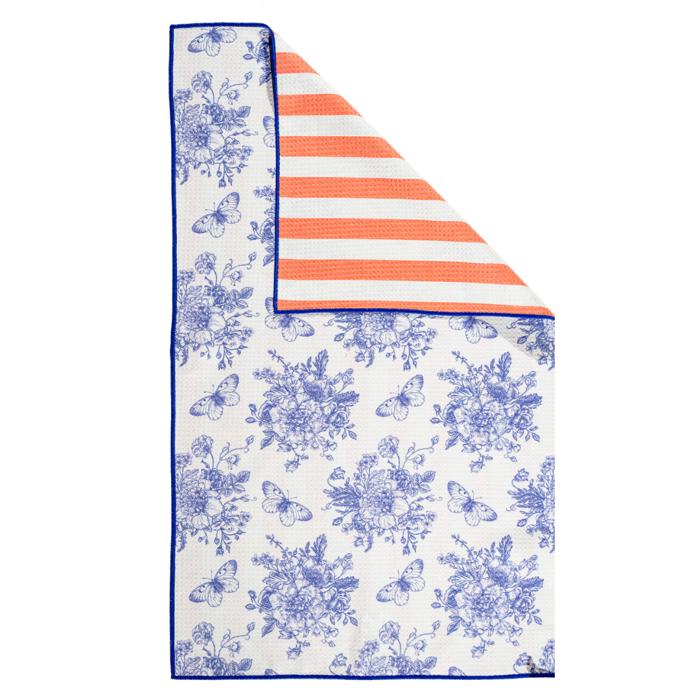 Reversible Waffle Knit Dish Towel "Blue Lagoon"