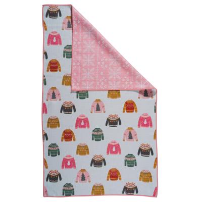 Waffle Knit Dish Towel "Jingle Bell Jumper"
