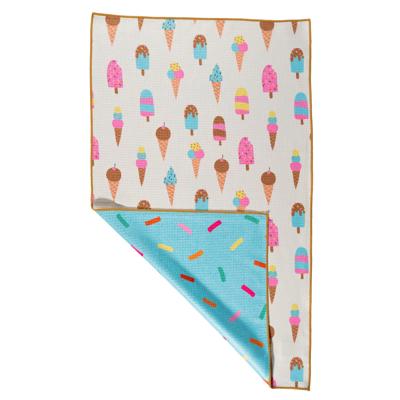 Reversible Waffle Knit Dish Towel "Ice Cream Cone"