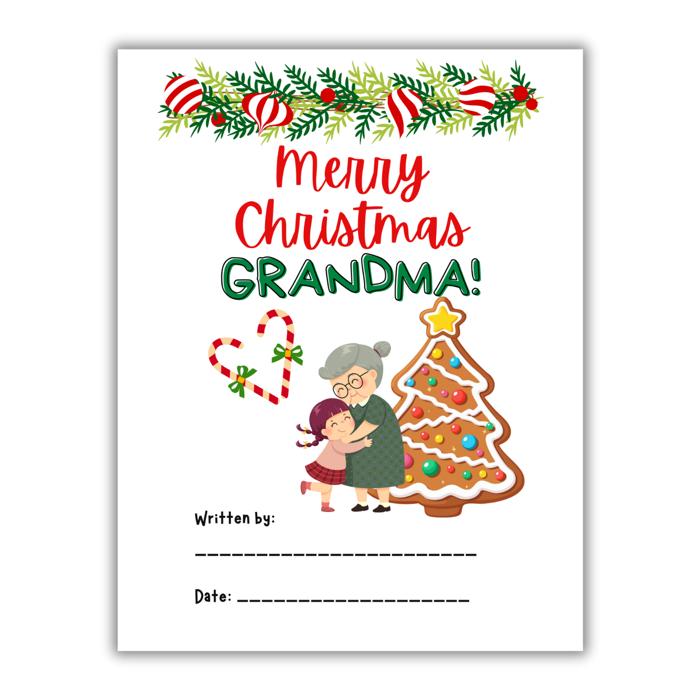 Merry Christmas Grandma! | Personalized Writing & Drawing Book for Kids | Gift for Grandma