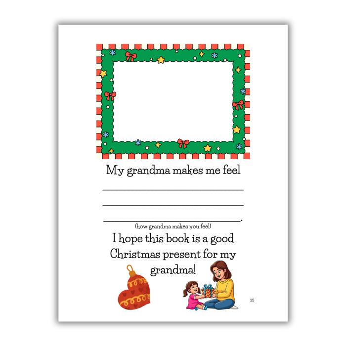 Merry Christmas Grandma! | Personalized Writing & Drawing Book for Kids | Gift for Grandma