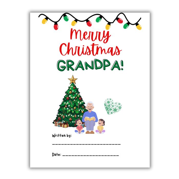 Merry Christmas Grandpa! | Personalized Writing & Drawing Book for Kids | Gift for Grandpa