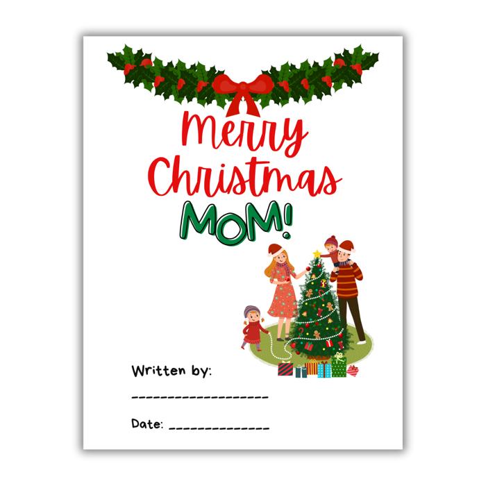 Merry Christmas Mom! | Personalized Writing & Drawing Book for Kids | Gift for Mom