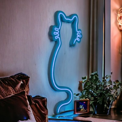 Blue Cat Led Neon Light Wall Decor