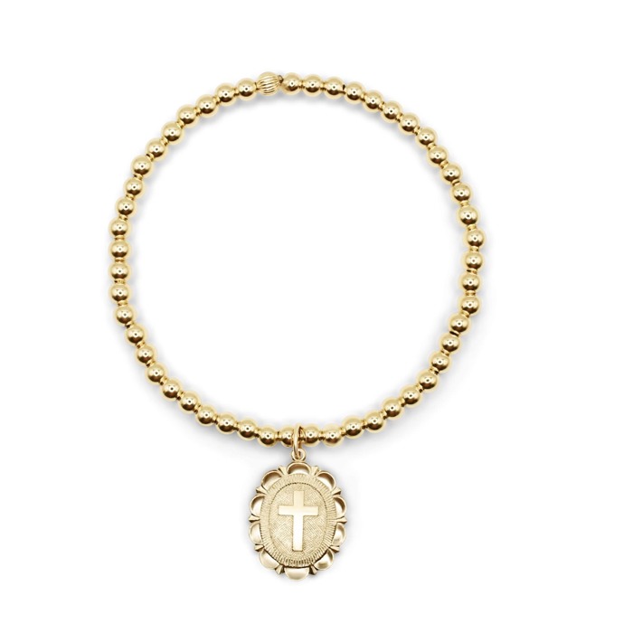 4mm Gold Ball Charm Bracelet