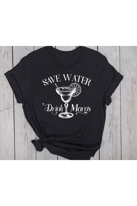 GRAPHIC T-SHIRT SAVE WATER DRINK MARGS PRINT
