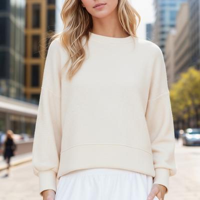 WAFFLE LONG SLEEVE CROP TOP