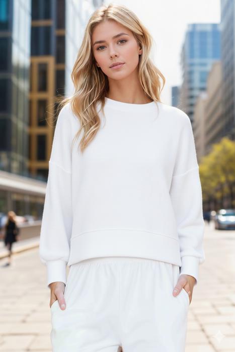 WAFFLE LONG SLEEVE CROP TOP