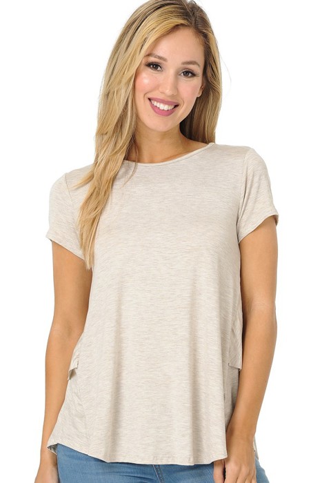 SHORT SLEEVE TOP WITH BACK RUFFLE