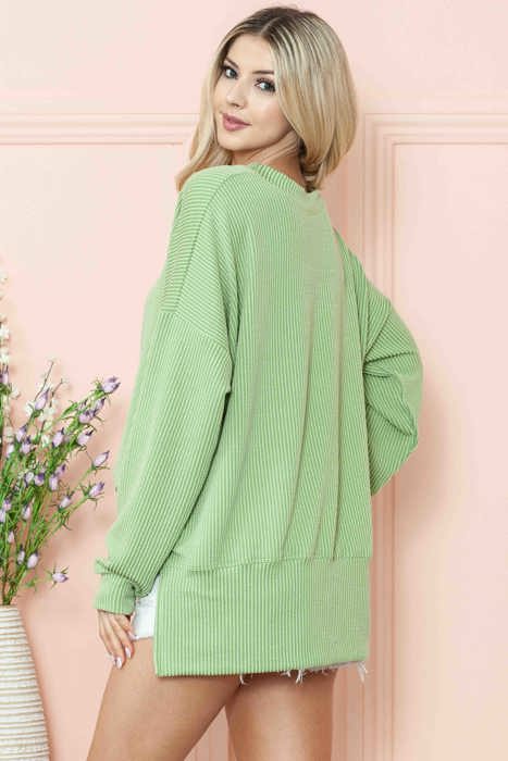 WAVE RIB OVERSIZED SWEATSHIRT WITH SIDE SLIT