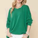 S-M KELLY GREEN WAVE RIB OVERSIZED SWEATSHIRT