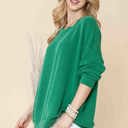L-XL KELLY GREEN WAVE RIB OVERSIZED SWEATSHIRT