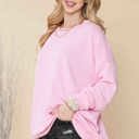 L-XL LIGHT PINK WAVE RIB OVERSIZED SWEATSHIRT