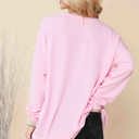 L-XL LIGHT PINK WAVE RIB OVERSIZED SWEATSHIRT