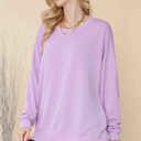 L-XL LILAC WAVE RIB OVERSIZED SWEATSHIRT