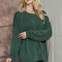S-M OLIVE WAVE RIB OVERSIZED SWEATSHIRT
