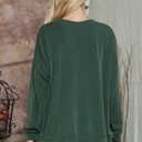 L-XL OLIVE WAVE RIB OVERSIZED SWEATSHIRT
