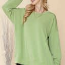S-M PISTACHIO WAVE RIB OVERSIZED SWEATSHIRT