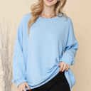 S-M POWDER BLUE WAVE RIB OVERSIZED SWEATSHIRT