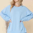 L-XL POWDER BLUE WAVE RIB OVERSIZED SWEATSHIRT