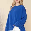 L-XL ROYAL BLUE WAVE RIB OVERSIZED SWEATSHIRT