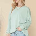 L-XL SAGE WAVE RIB OVERSIZED SWEATSHIRT