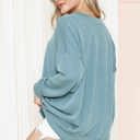 L-XL SLATE GREY WAVE RIB OVERSIZED SWEATSHIRT