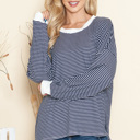 Small NAVY LOOSE FIT STRIPE TUNIC TOP
