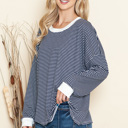 Small NAVY LOOSE FIT STRIPE TUNIC TOP